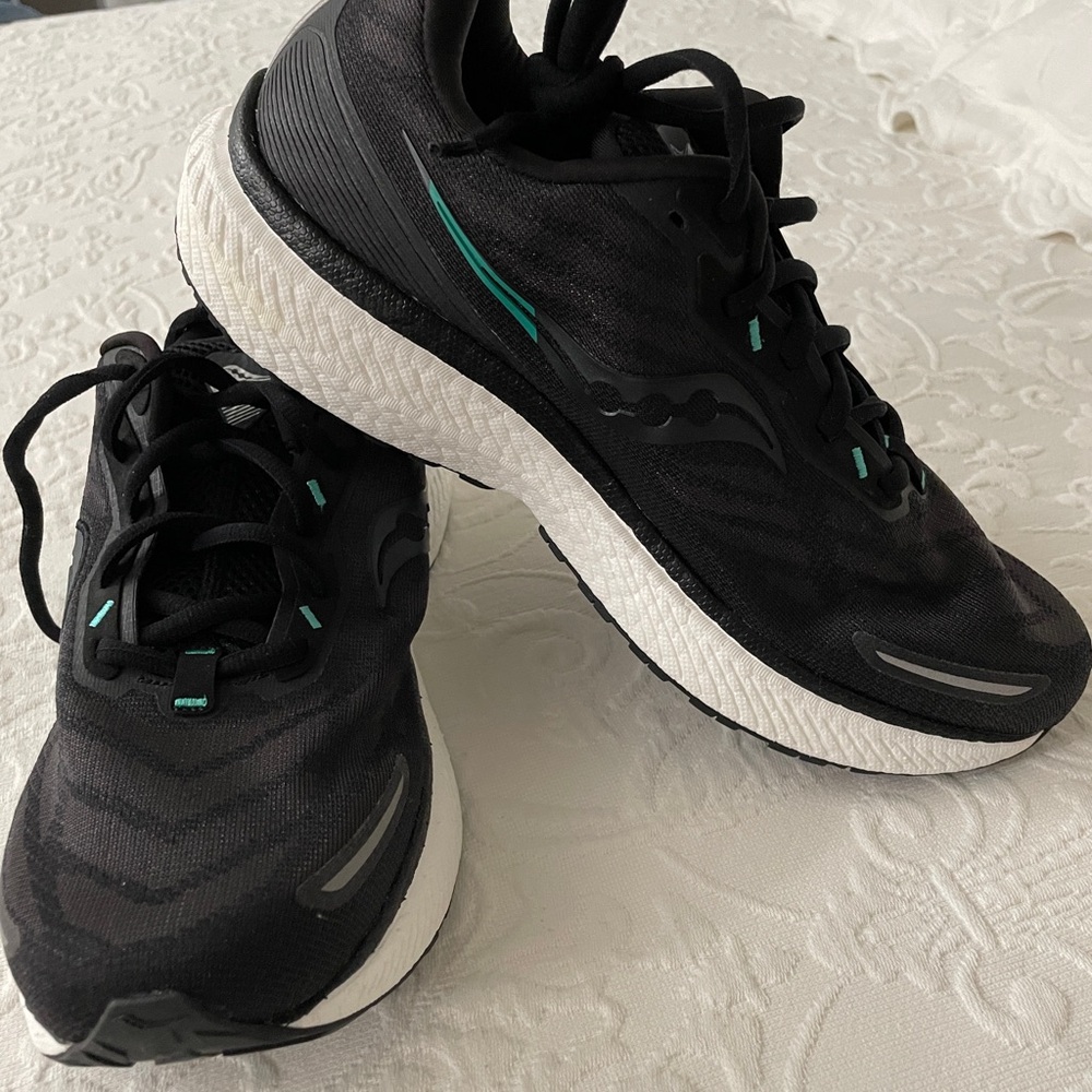 Saucony Black and Teal Athletic Shoes